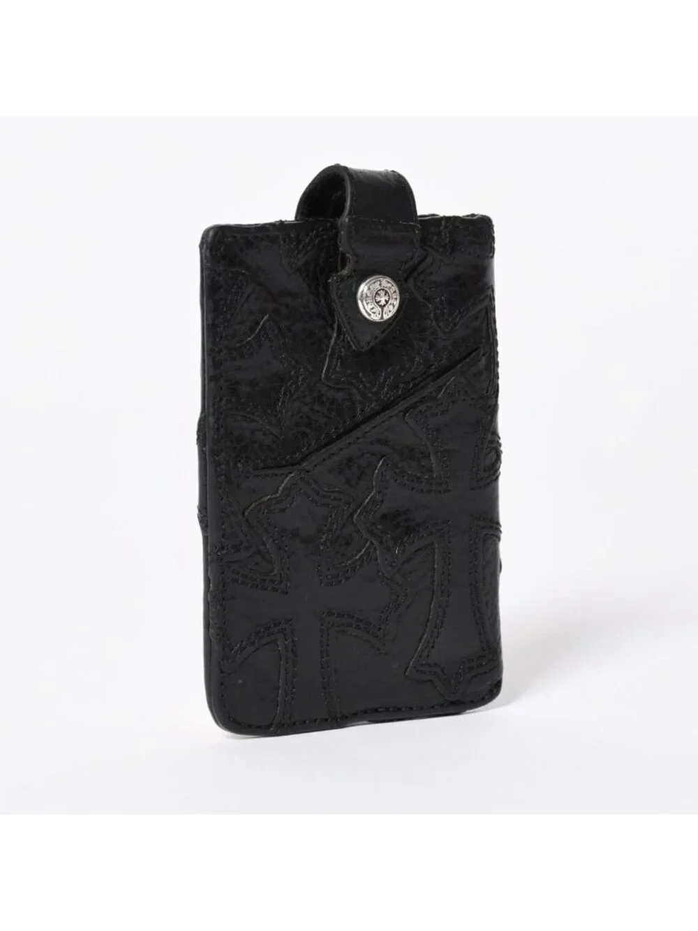 Chrome Hearts Cemetery Cross Patch Card Case Black Silver Scroll Label Logo 925